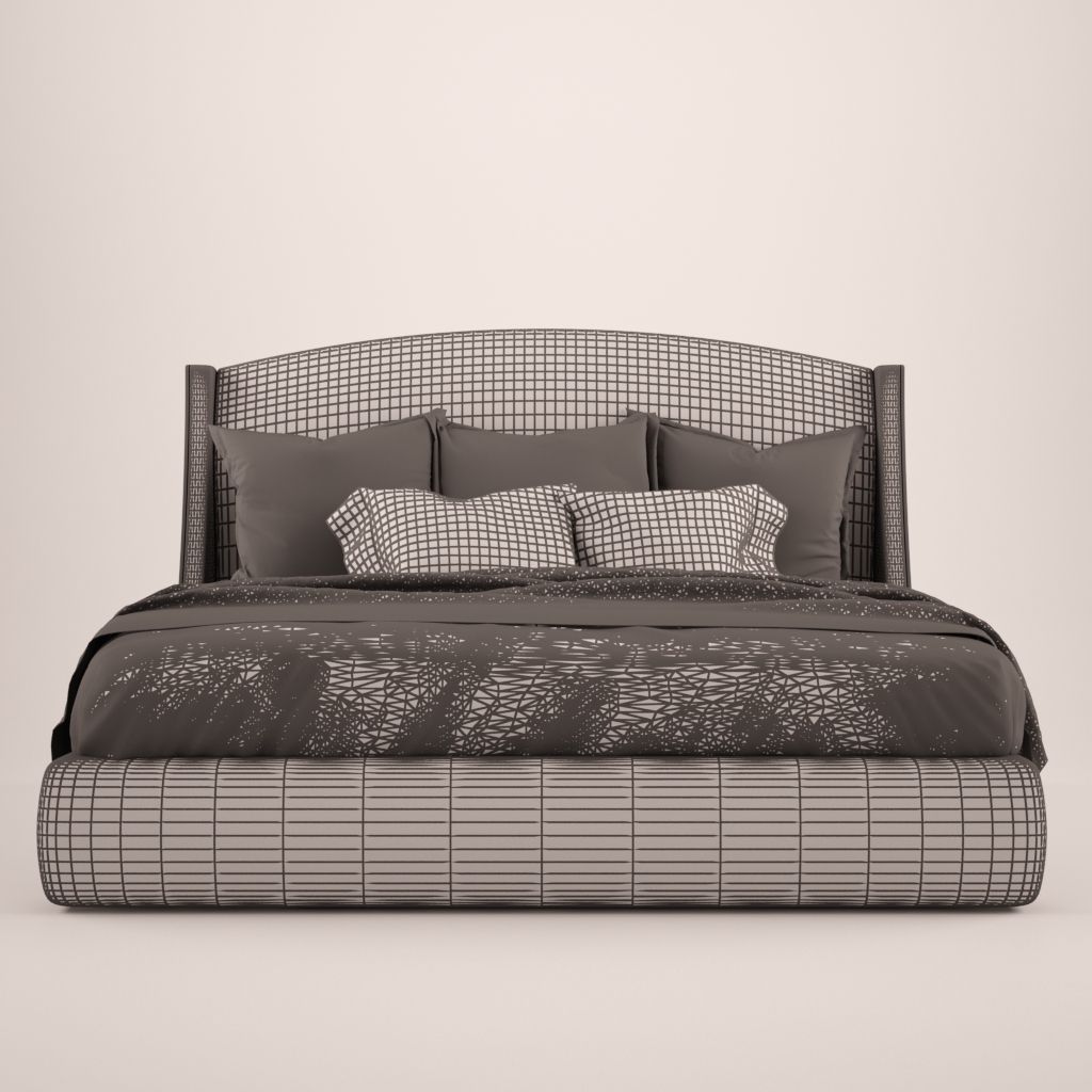 Bed with pillows and blankets 3D model_2