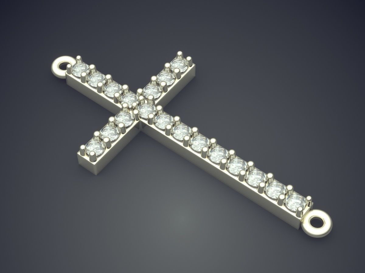 Cross Pendant With Diamonds CAD-5301 3D print model_1