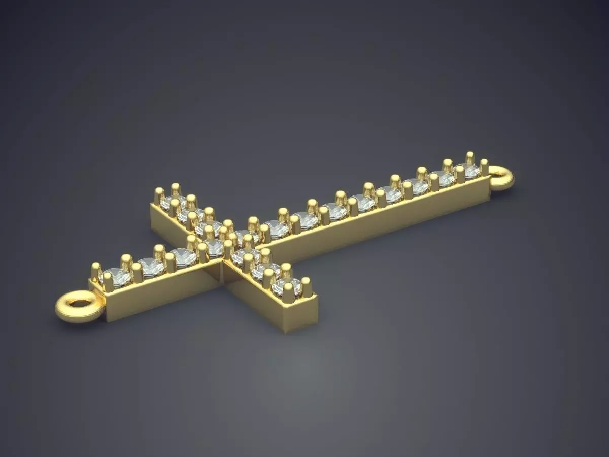 Cross Pendant With Diamonds CAD-5301 3D print model_0