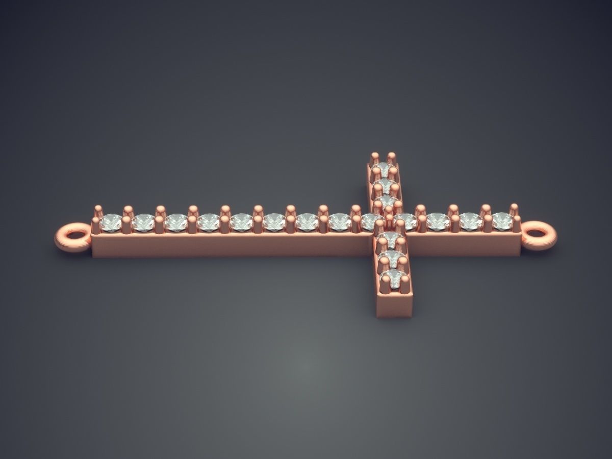 Cross Pendant With Diamonds CAD-5301 3D print model_2