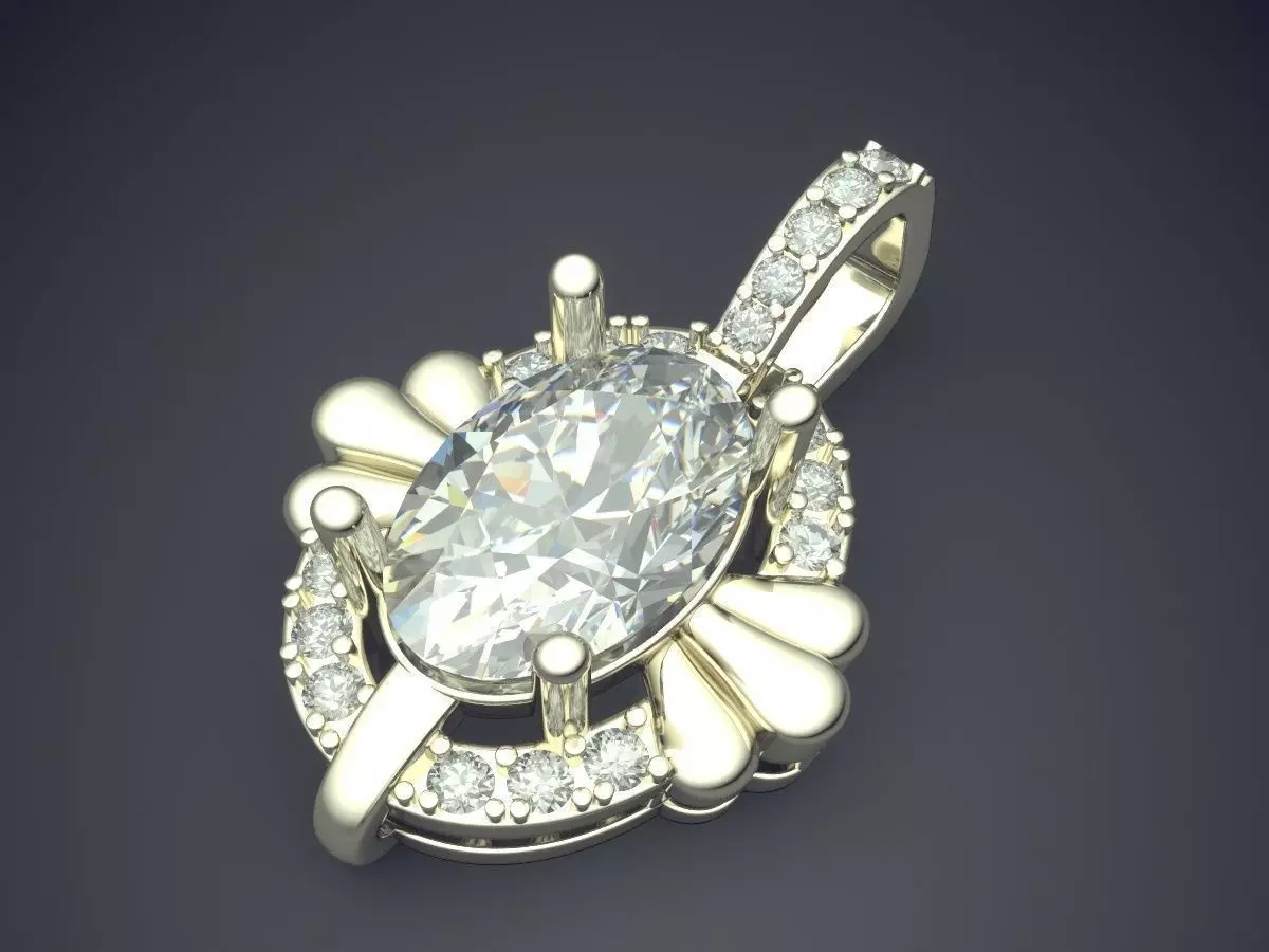 Luxurious Pendant With Diamonds CAD-5305 3D print model_1