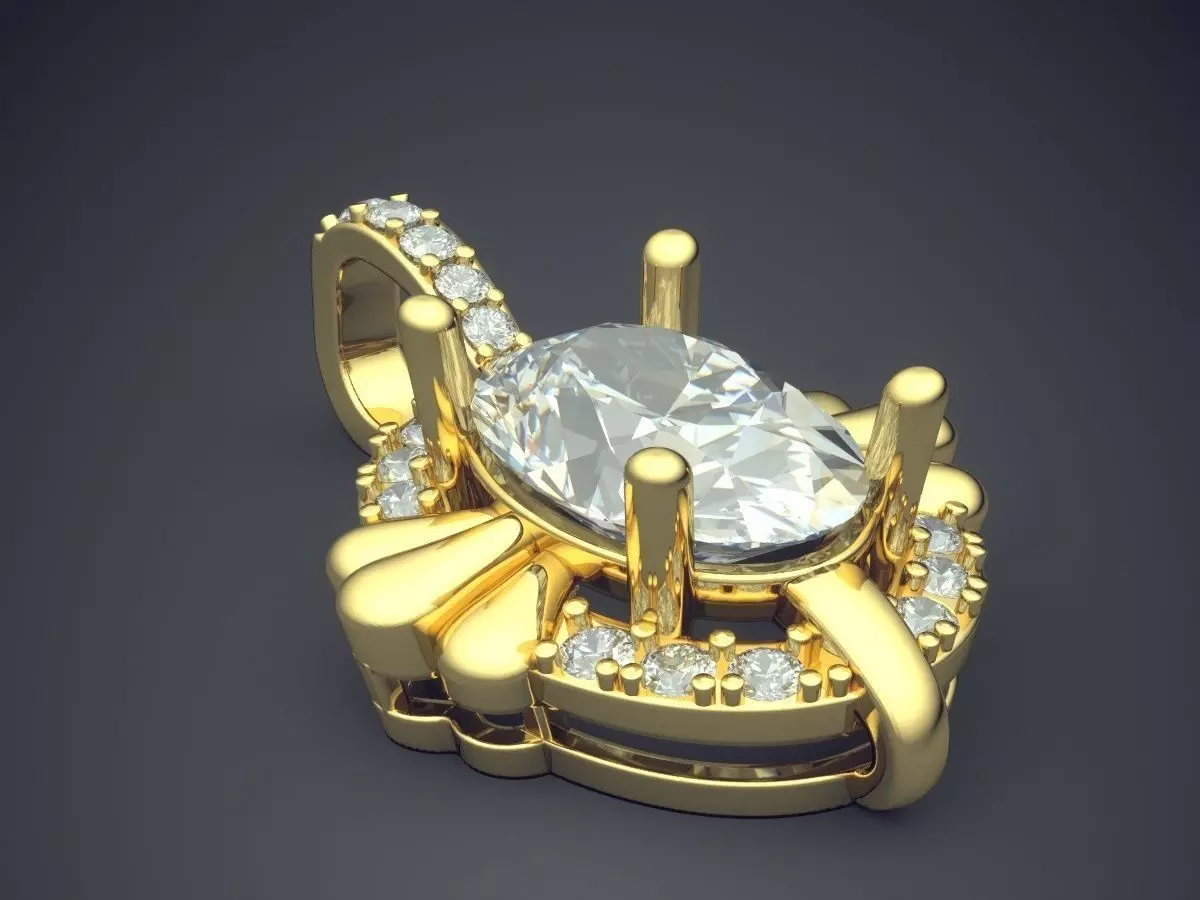Luxurious Pendant With Diamonds CAD-5305 3D print model_0