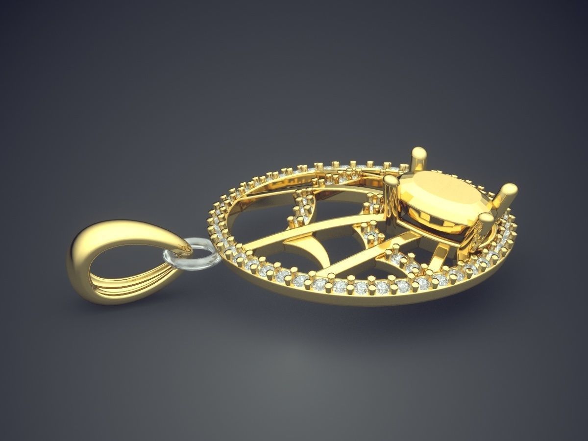 Circle Pendant With Web Ornament Inside CAD5287 3D print model_3