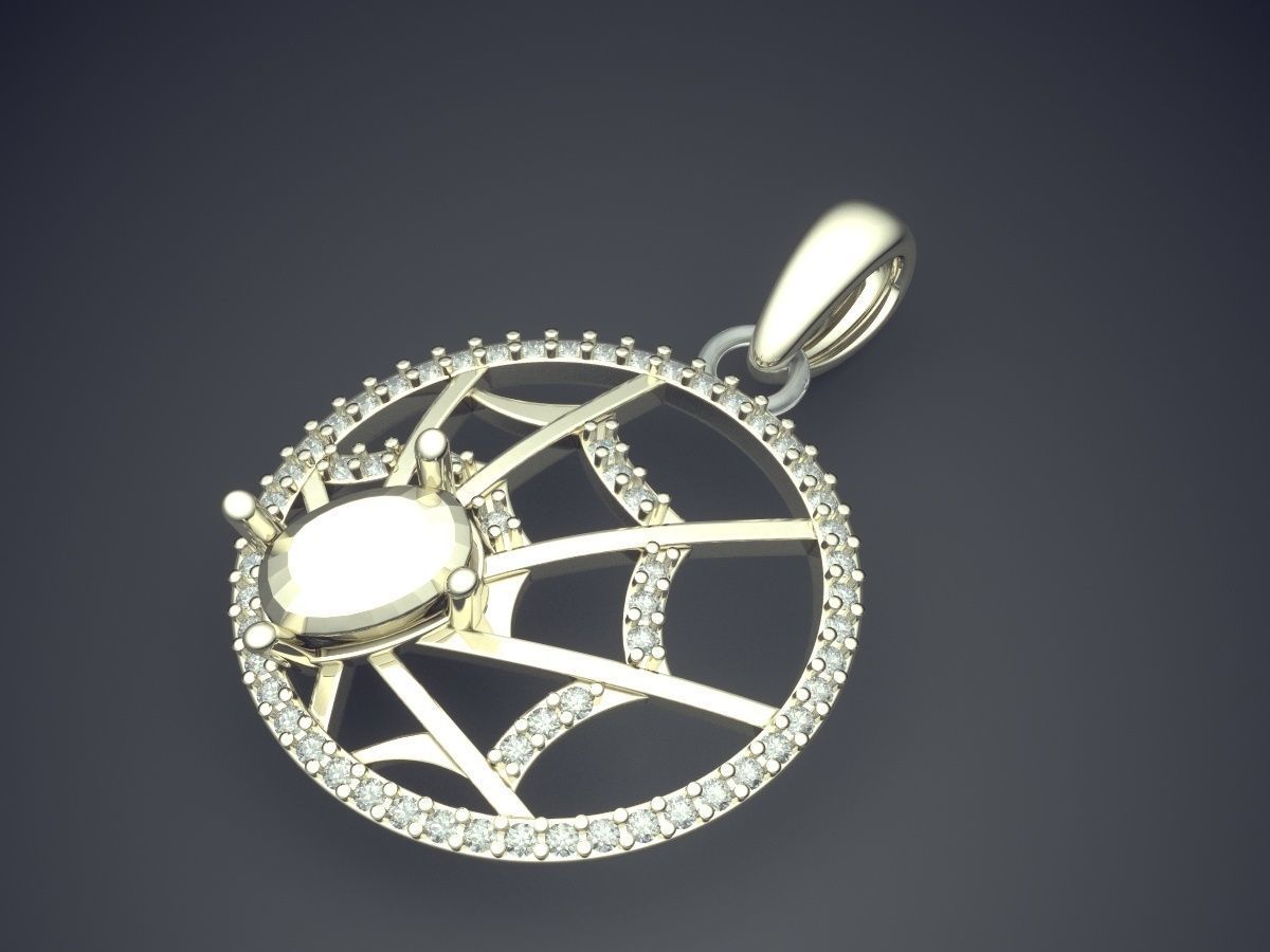 Circle Pendant With Web Ornament Inside CAD5287 3D print model_1