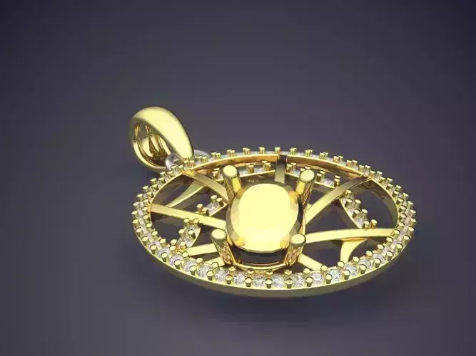 Circle Pendant With Web Ornament Inside CAD5287
