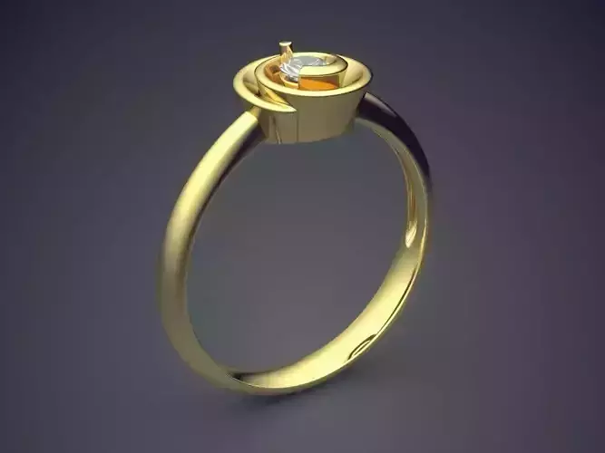 Ring With Rose Shaped Ornament And Diamond CAD 5282