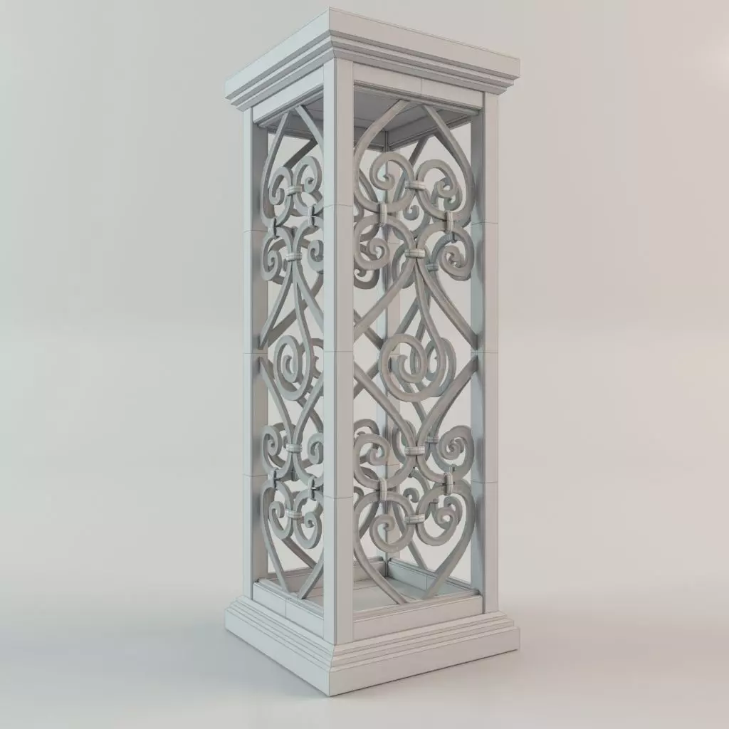 Column ornate candle holder 3D model_0