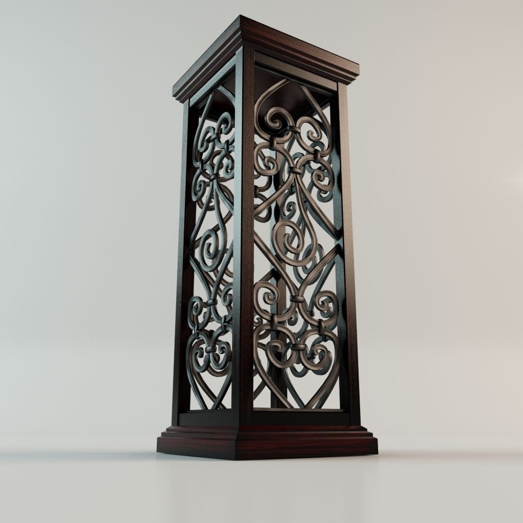 Column ornate candle holder 3D model_4