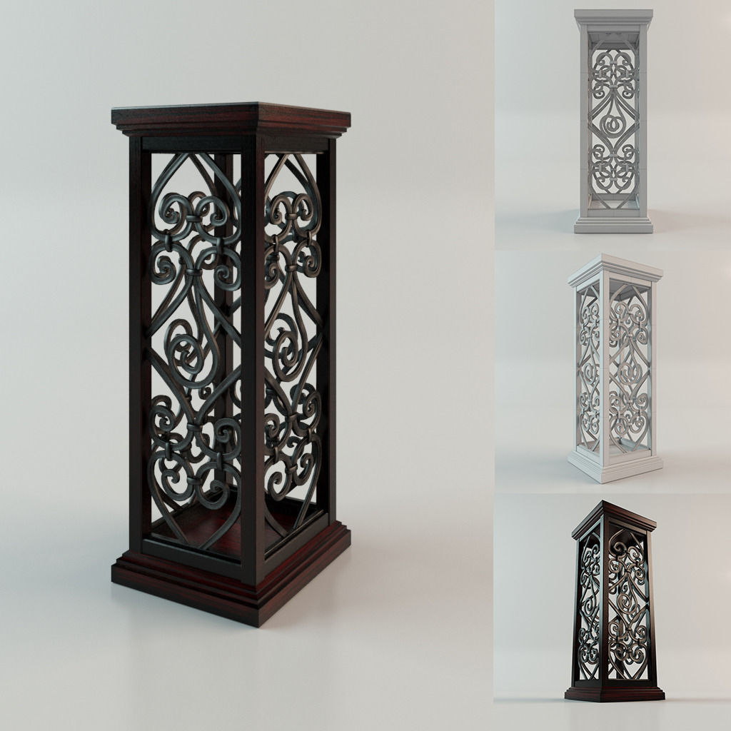 Column ornate candle holder 3D model_1