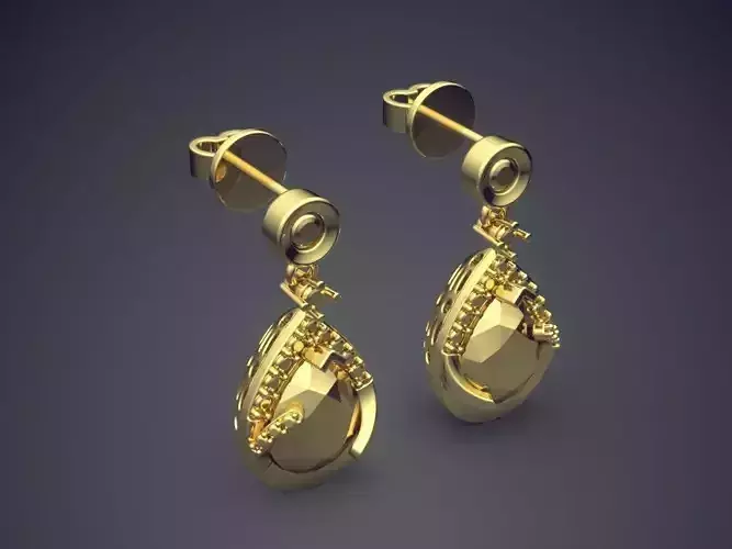 Simple Hanging Earrings With Interesting Design CAD 5281 3D print model