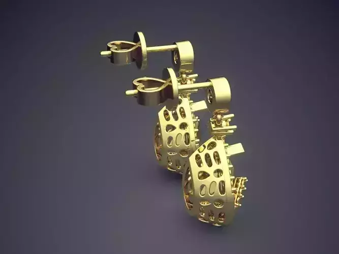 Simple Hanging Earrings With Interesting Design CAD 5281