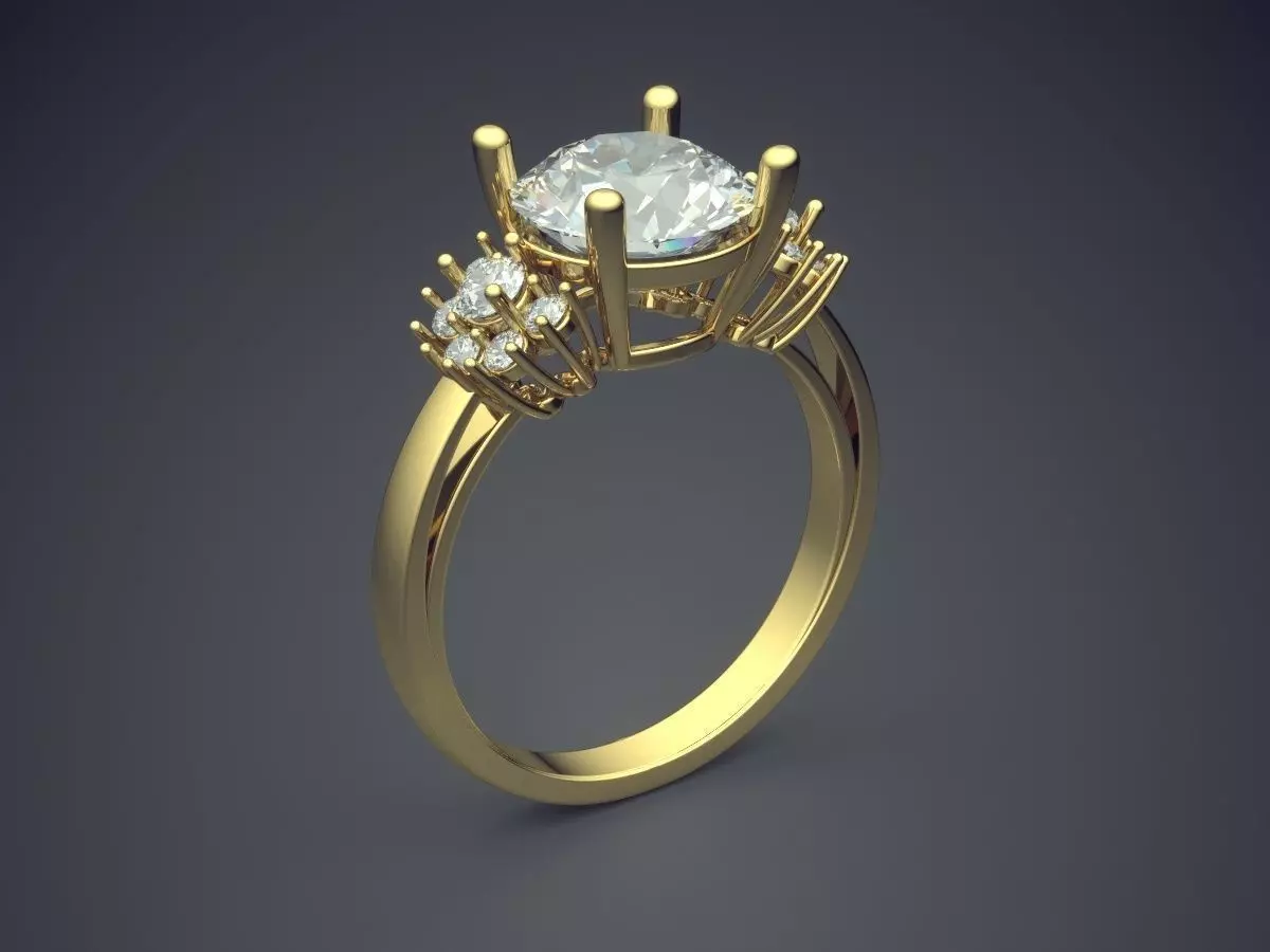 Engagement Ring With Diamonds CAD-5265 3D print model_0