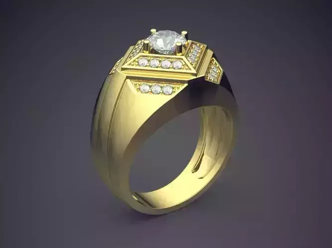 Thick Ring With Diamonds CAD-5254