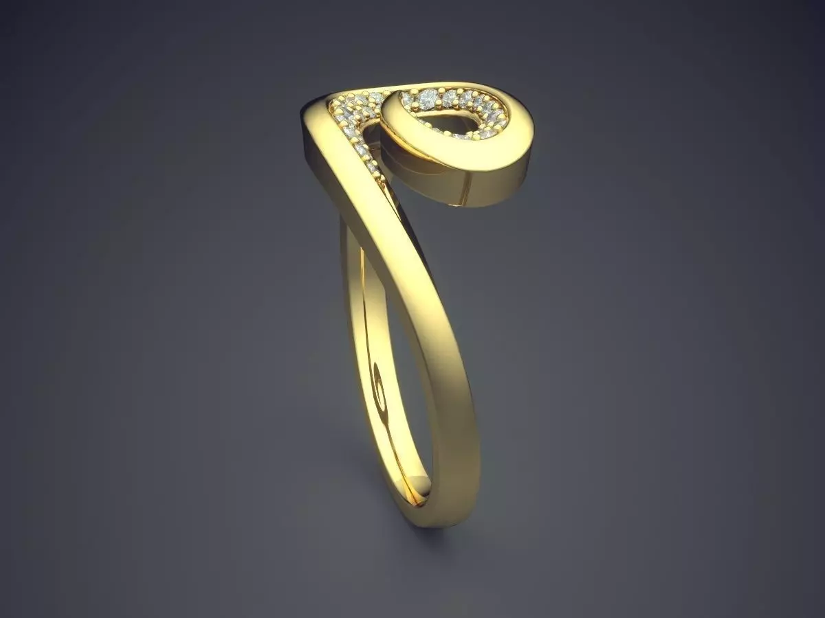 Ring With Diamonds CAD-5250 3D print model_3