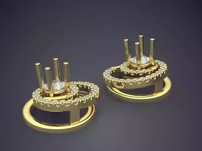 Intertwined Circle Brooches Covered In Diamonds CAD 5247 3D print model