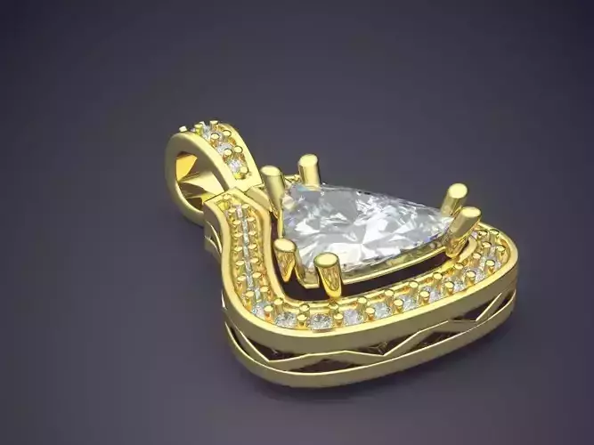 Triangle Pendant With Triangle Diamond In The Middle CAD 5253