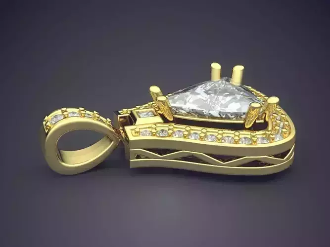 Triangle Pendant With Triangle Diamond In The Middle CAD 5253