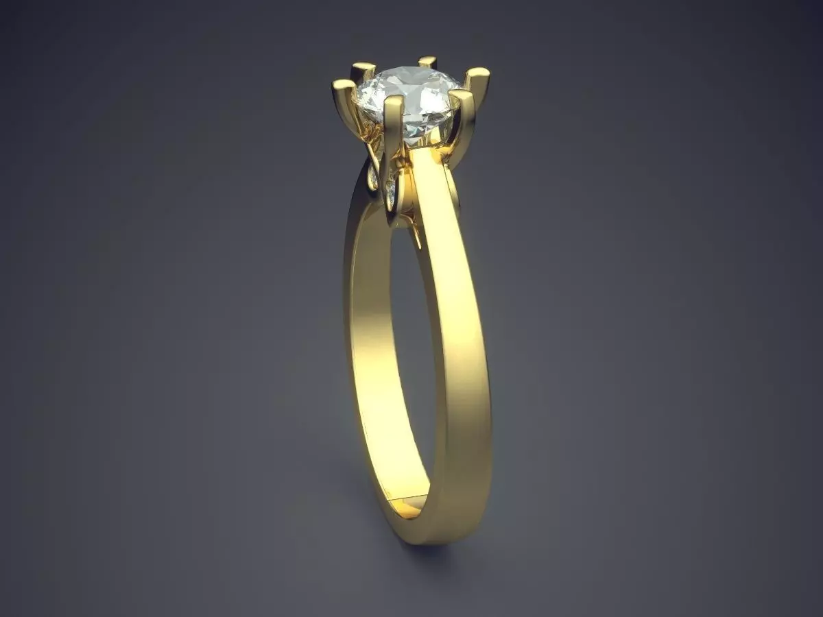 Simple Ring With Diamond CAD 5241 3D print model_3