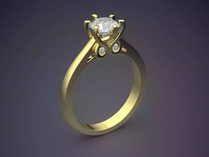 Simple Ring With Diamond CAD 5241 3D print model