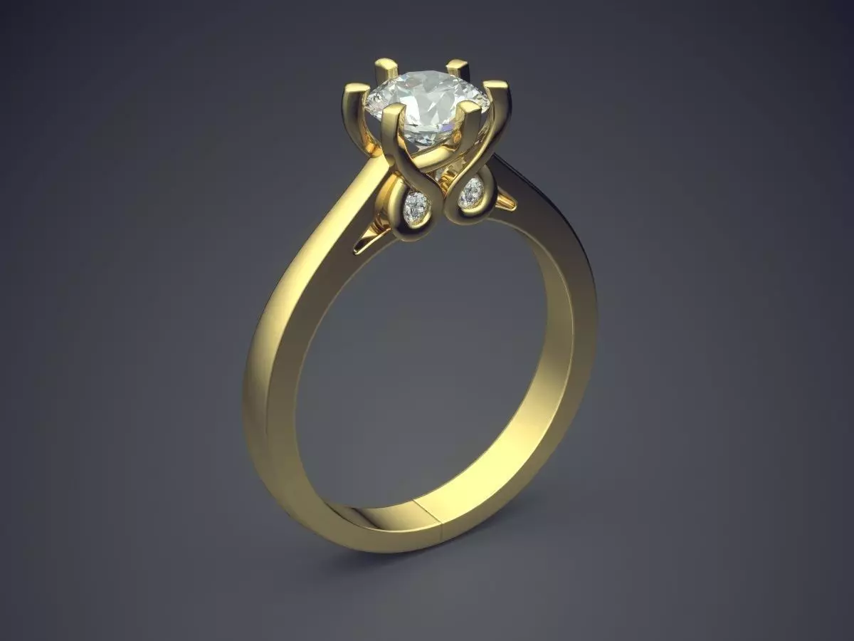 Simple Ring With Diamond CAD 5241 3D print model_0