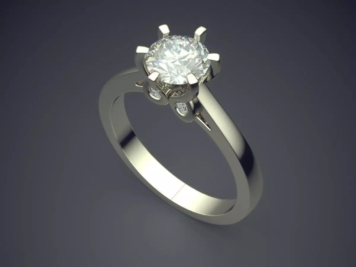 Simple Ring With Diamond CAD 5241 3D print model_1
