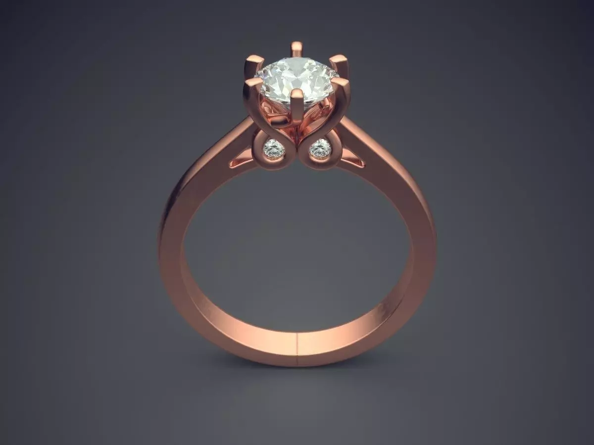 Simple Ring With Diamond CAD 5241 3D print model_2