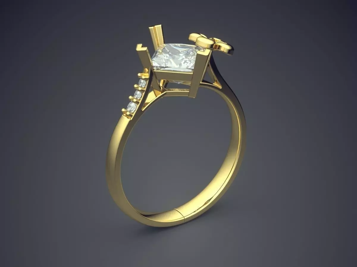 Engagement Ring With Diamonds CAD-5232 3D print model_0