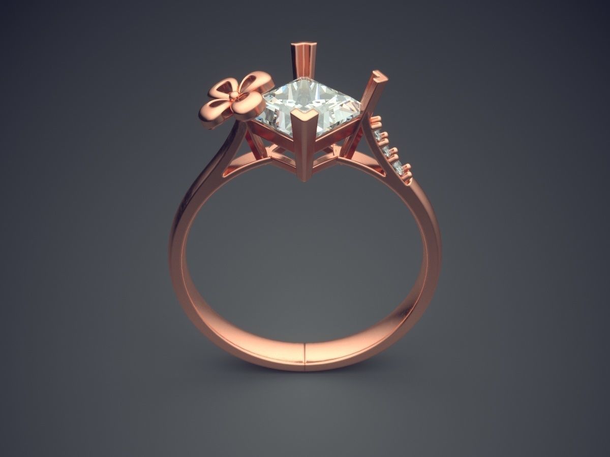 Engagement Ring With Diamonds CAD-5232 3D print model_2