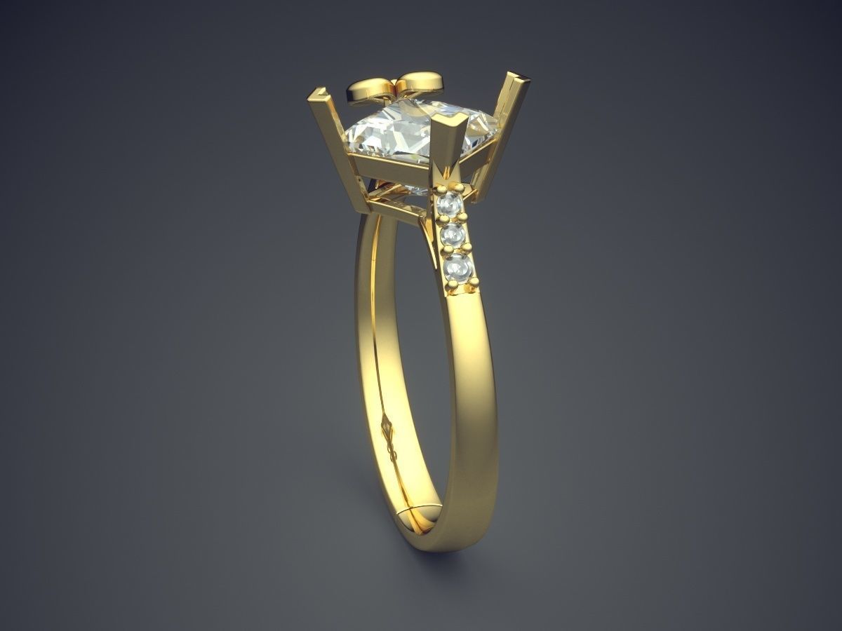 Engagement Ring With Diamonds CAD-5232 3D print model_3