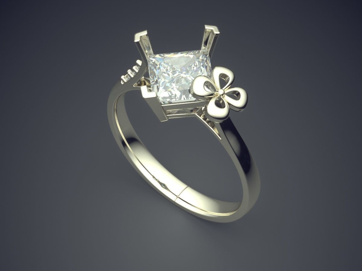 Engagement Ring With Diamonds CAD-5232 3D print model_1