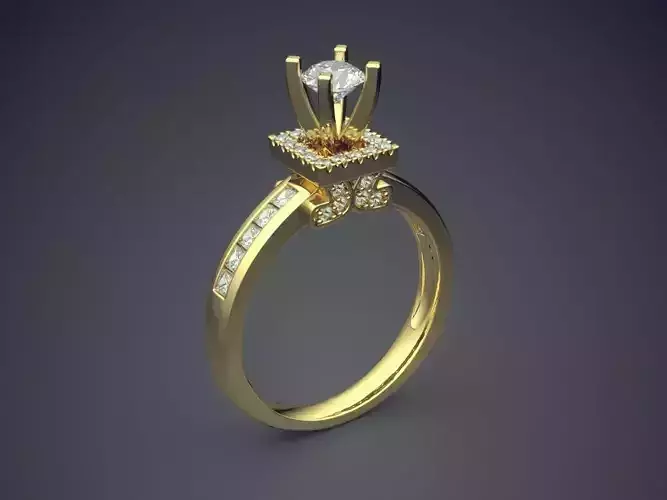 Ring With Square Ornament With Diamond On It CAD 5219