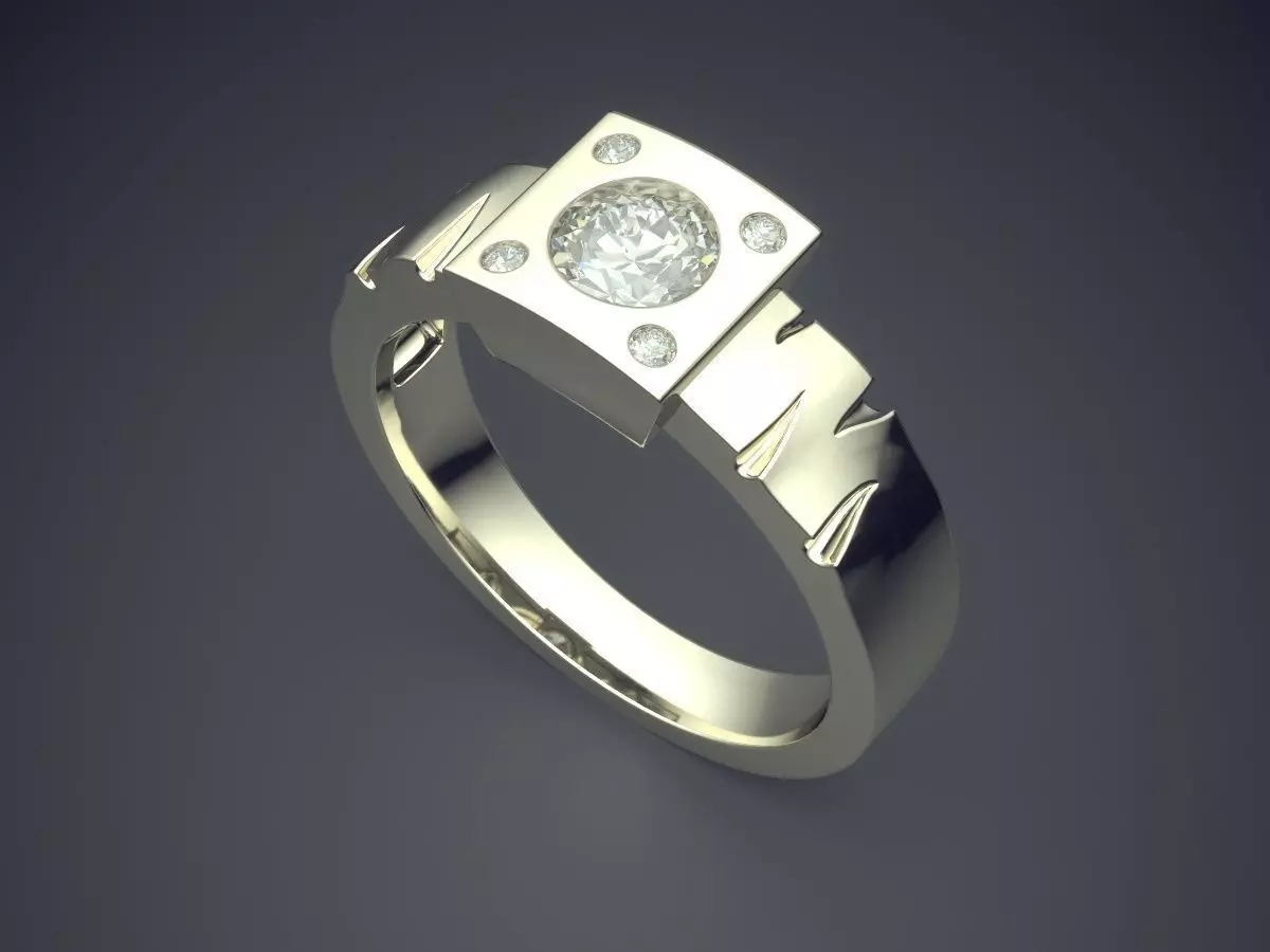 Ring With Diamond CAD-5208 3D print model_1