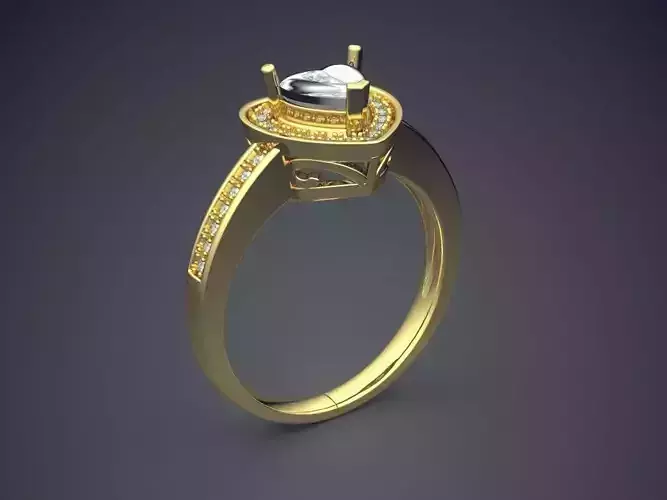Heart-shaped Ring With Diamonds CAD-5199