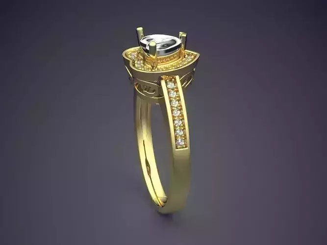 Heart-shaped Ring With Diamonds CAD-5199