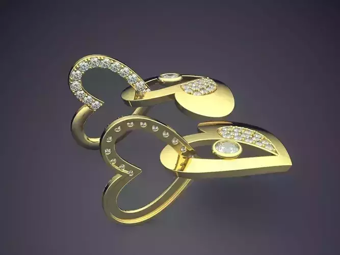 Heart Shape Earrings With Diamonds CAD-5194