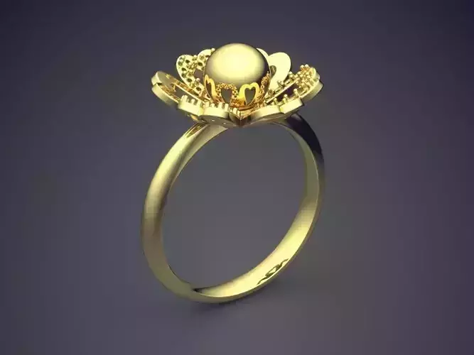 Flower Motif Ring CAD-5180 3D print model