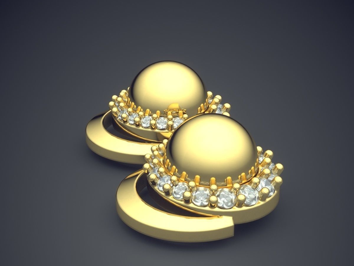 Earrings With Diamonds CAD-5172 3D print model_3