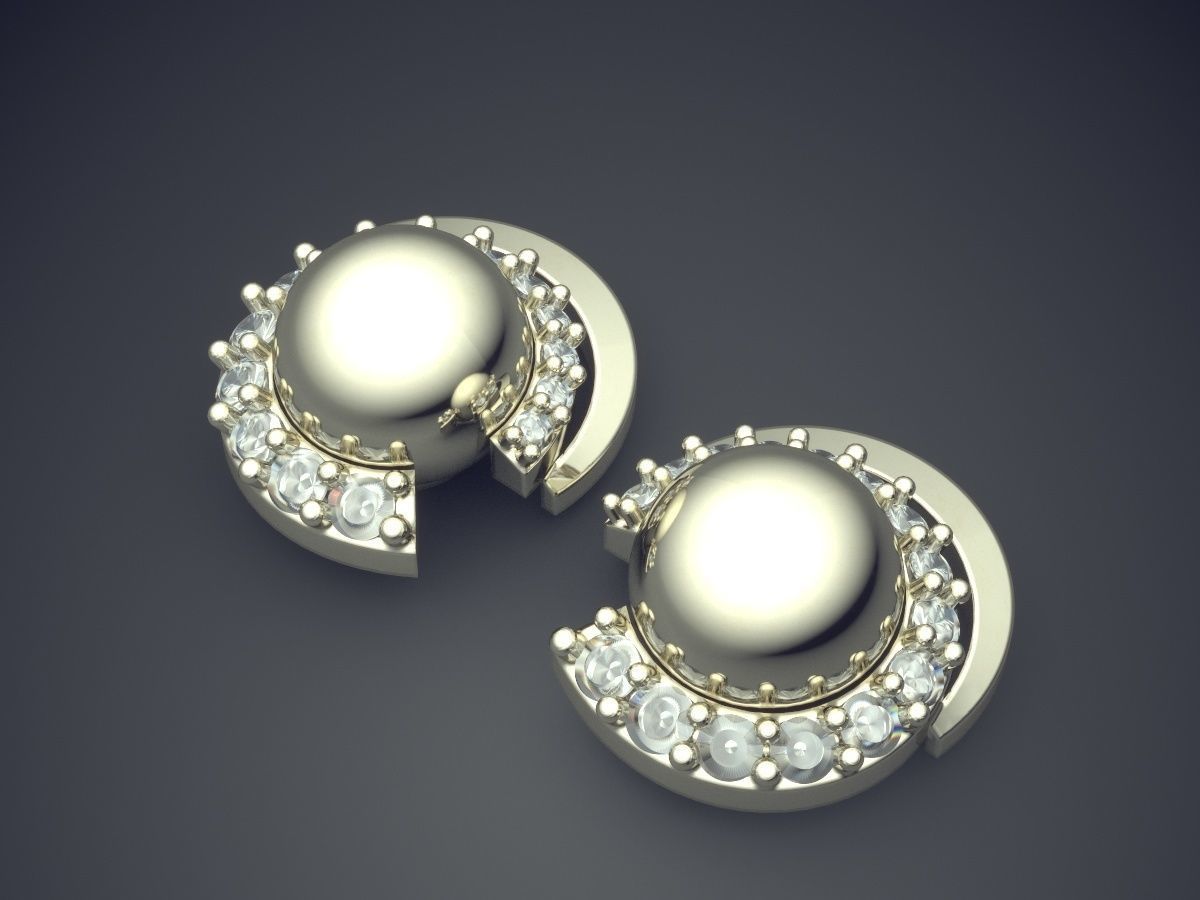 Earrings With Diamonds CAD-5172 3D print model_1