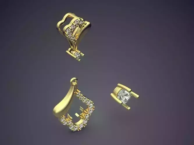 Luxury Earrings With Diamonds On The Side CAD 5174 3D print model