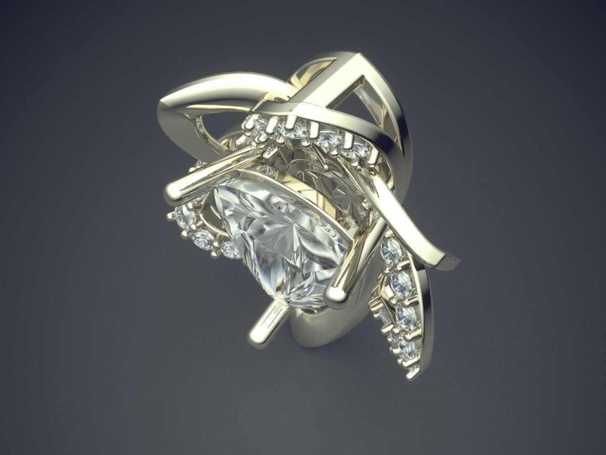 Flower Brooch With Diamond In The Middle CAD 5167 3D print model_1