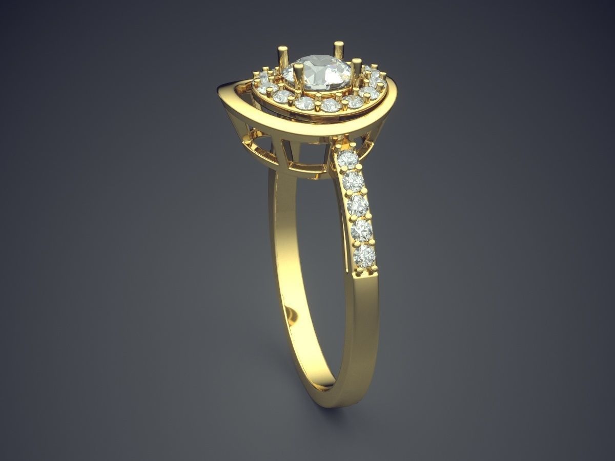 Engagement Ring With Diamonds CAD-5158 3D print model_3