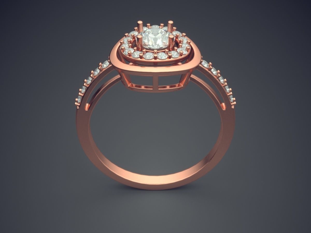 Engagement Ring With Diamonds CAD-5158 3D print model_2