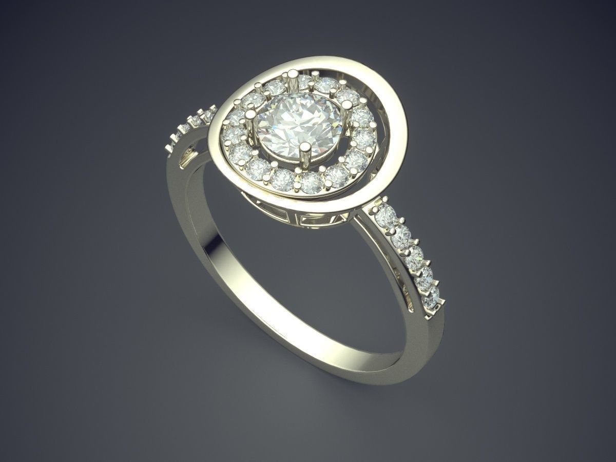 Engagement Ring With Diamonds CAD-5158 3D print model_1