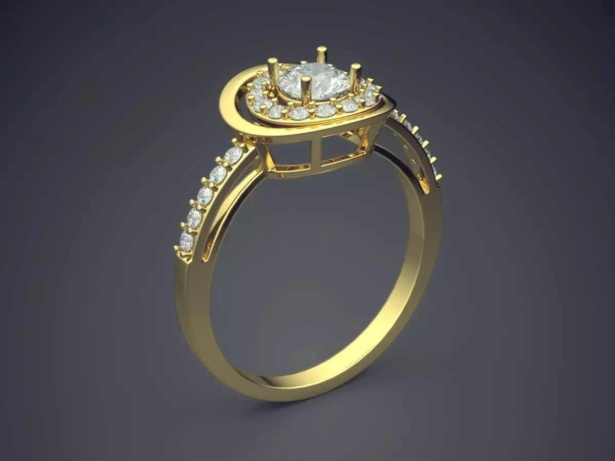 Engagement Ring With Diamonds CAD-5158 3D print model_0