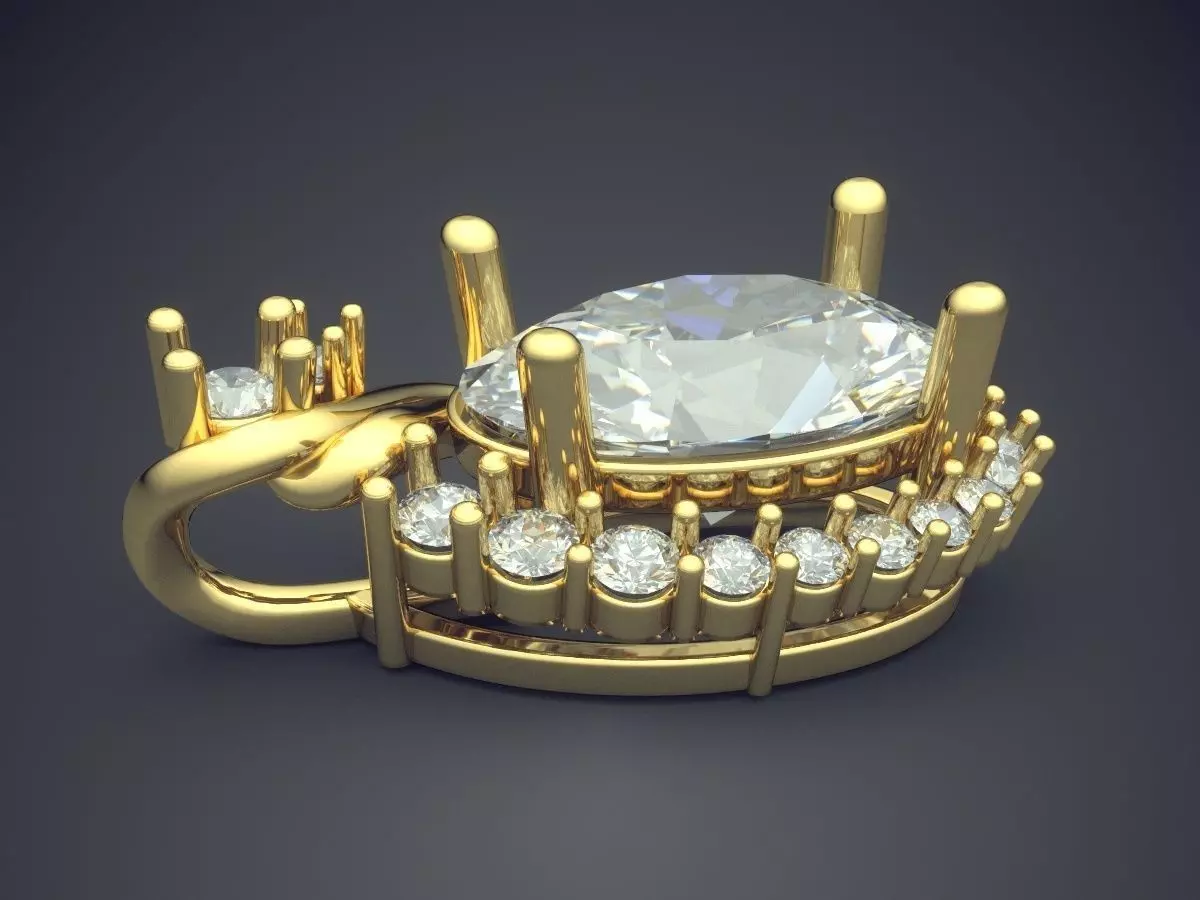 Pendant With Diamonds CAD-5155 3D print model_3