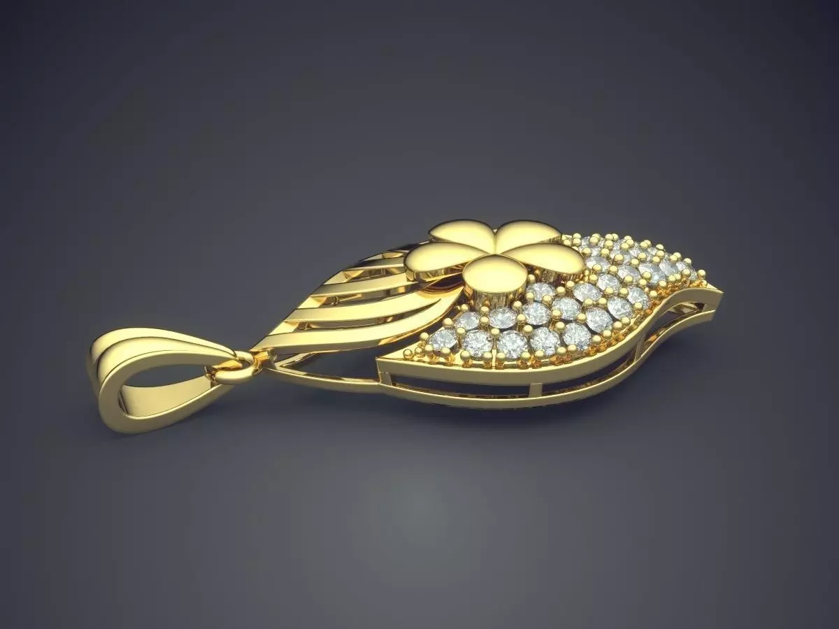 Pendant With Diamonds CAD-5151 3D print model_3