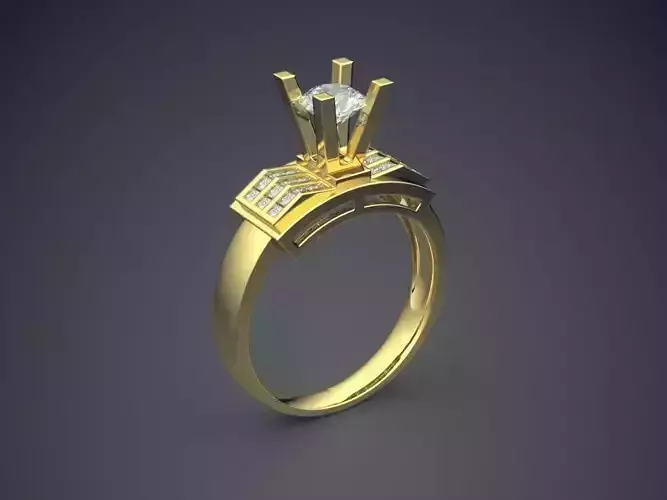 Ring With Diamond And Ornaments On The Side CAD 5148 3D print model