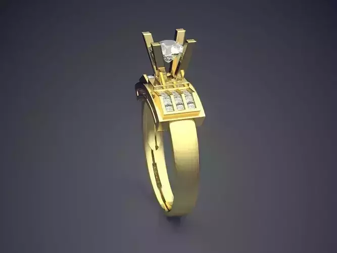 Ring With Diamond And Ornaments On The Side CAD 5148