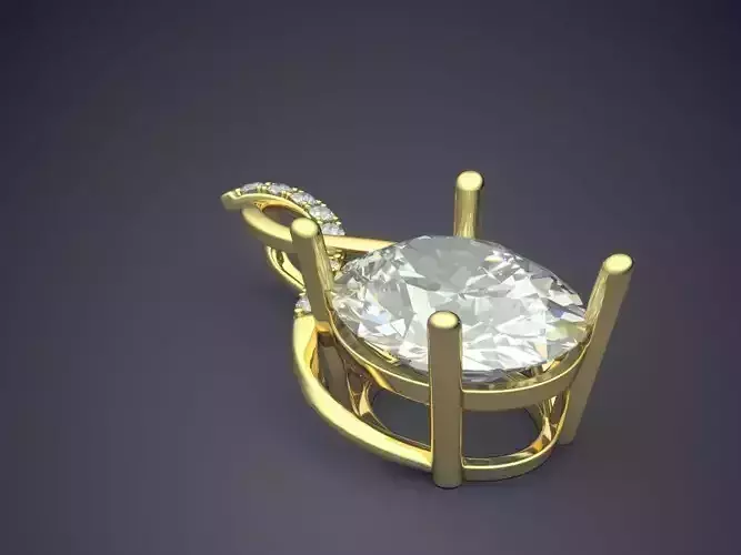 Brooch With Enormous Diamond CAD 5140 3D print model