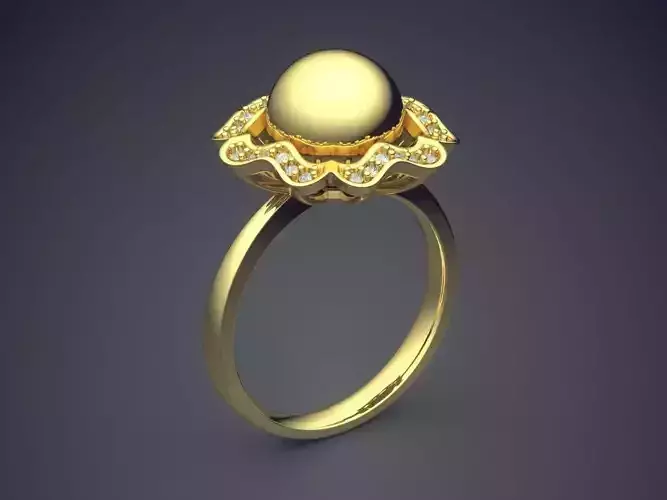Thin Ring With Big Sphere Ornament On Top CAD 5139